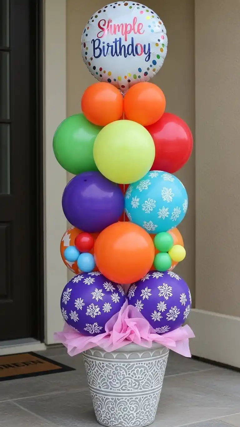 Simple Balloon Decorations for a Chic Celebration 16 12. Balloon Bouquets in Decorative Pots