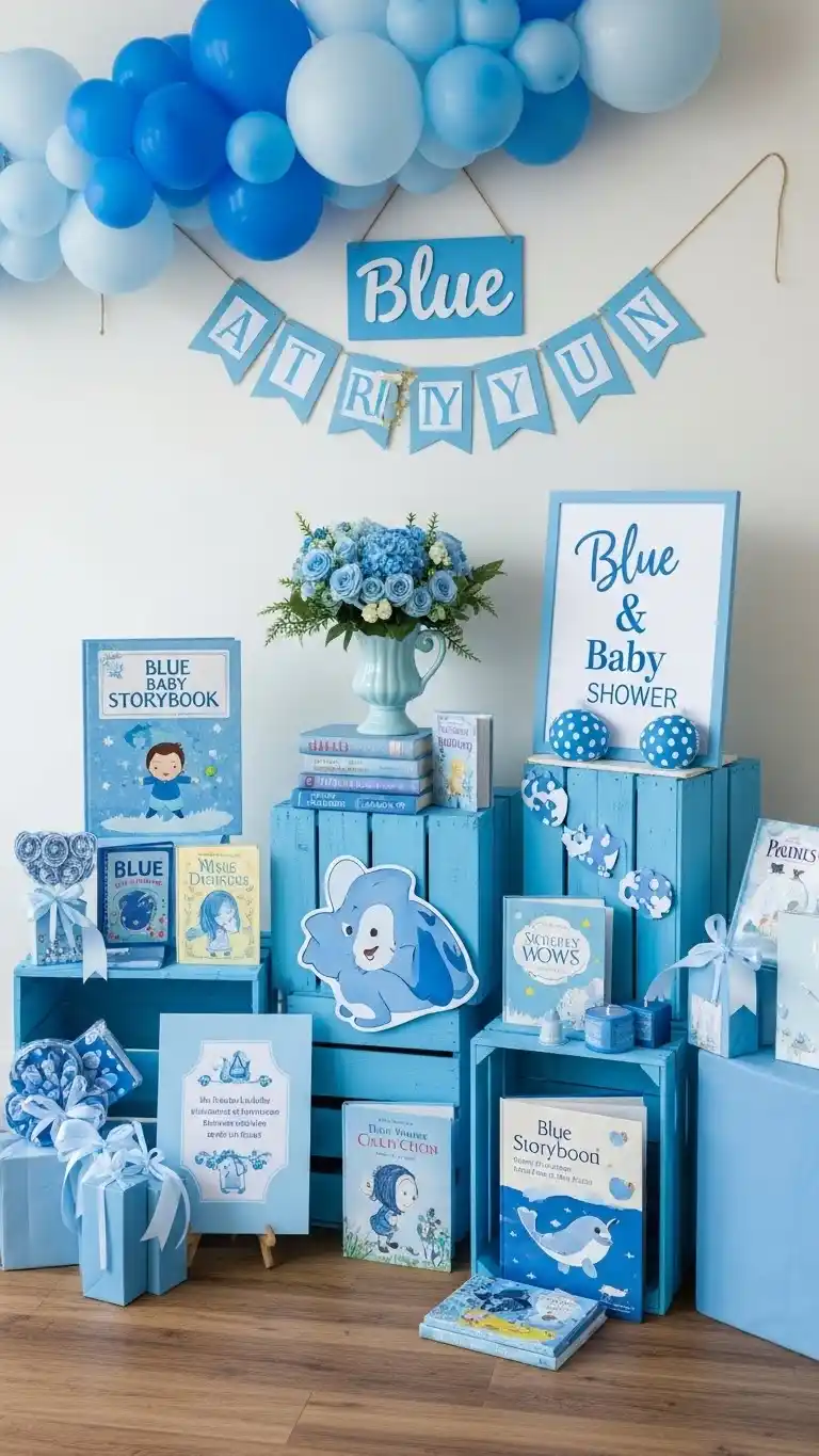 Blue Baby Shower Ideas: 23 Sweet & Stylish Looks 16 12. Blue Storybook Theme
