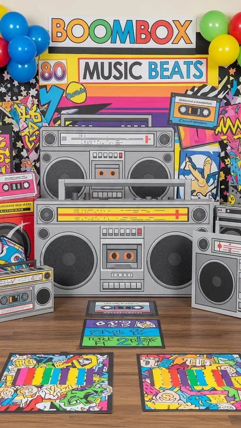 21 Stylish & Fun 80s Birthday Party Ideas to Try 16 12. Boombox Beats Music Party