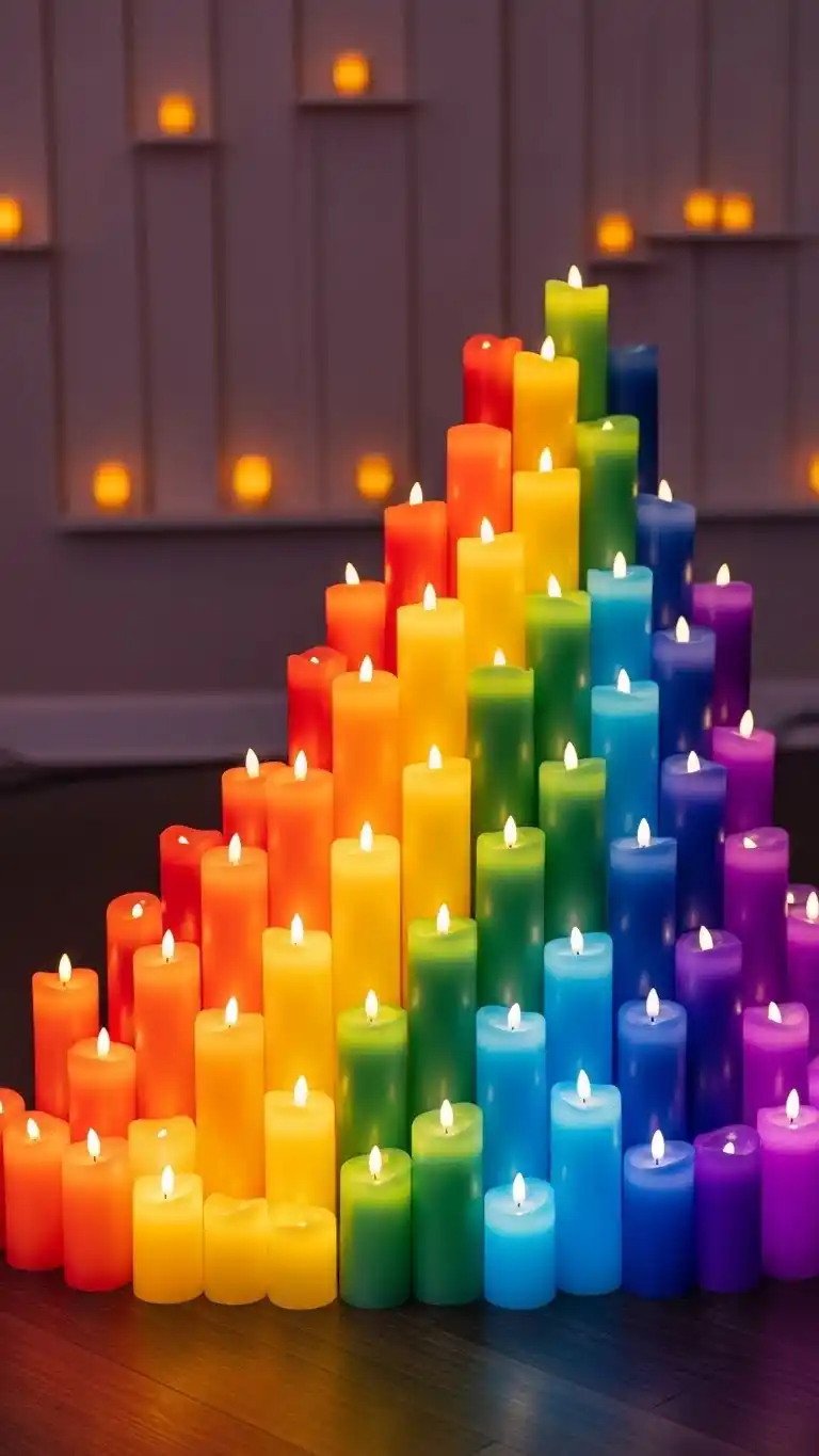 Vibrant & Chic Rainbow Party Ideas for Adults 16 12. Multicolor Candlelight Ambiance Party