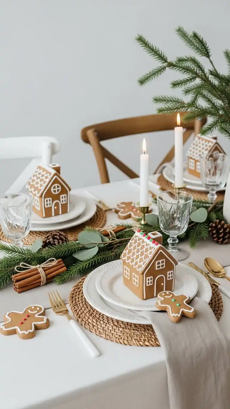 17 Christmas Table Settings for a Warm & Festive Look 17 13. Gingerbread-Inspired Christmas Table Settings for a Sweet Aesthetic