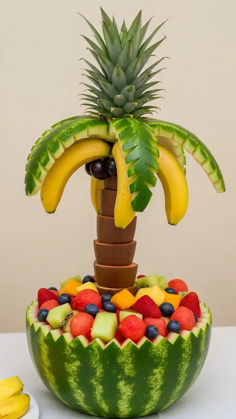 Planning a Luau? 21 DIY Luau Party Ideas That Feel Truly Tropical 17 13. Watermelon Palm Tree Platter