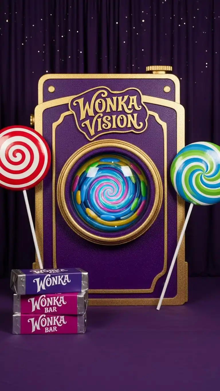 Fun & Colorful Willy Wonka Birthday Party Ideas 17 13. Wonka Vision Photo Booth