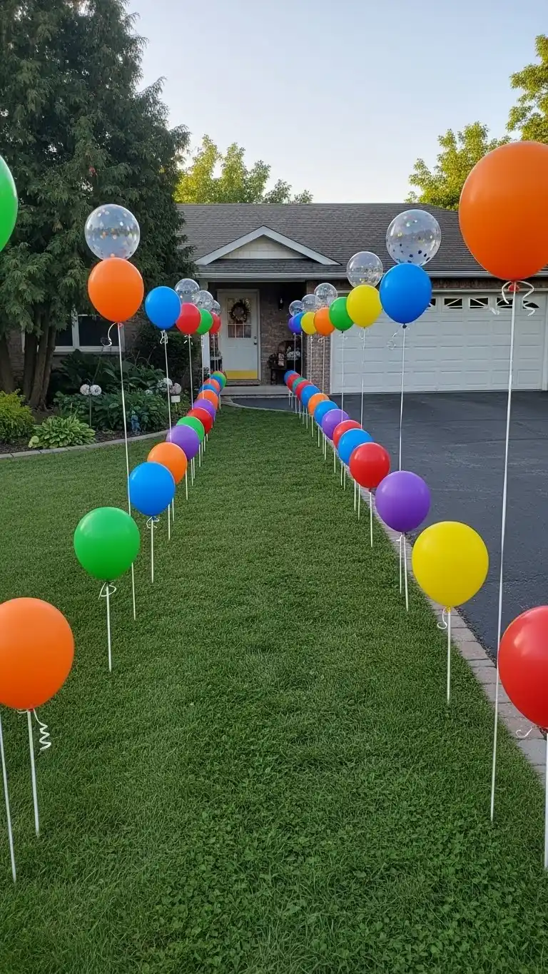 Simple Balloon Decorations for a Chic Celebration 18 14. Backyard Balloon Path Markers