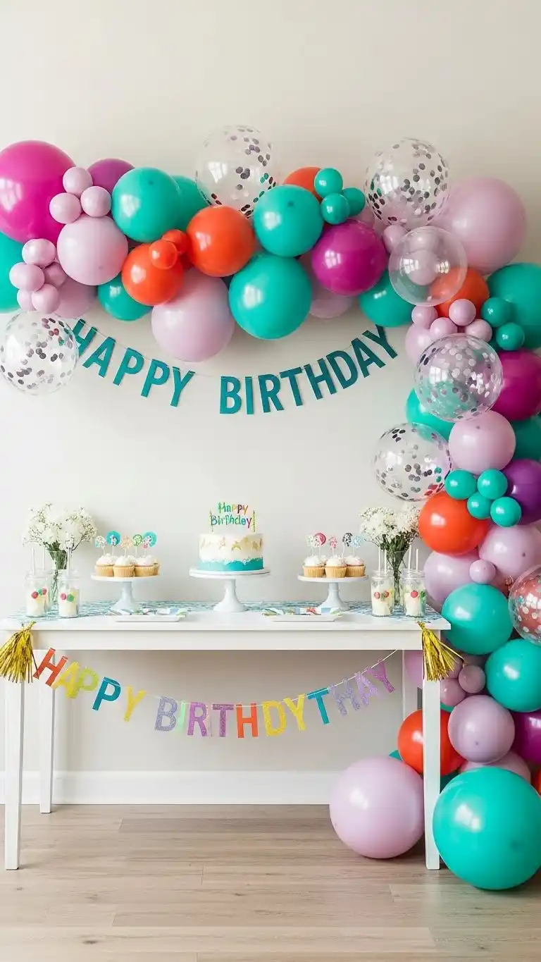 Birthday Table Ideas for a Memorable Celebration 18 14. DIY Balloon Garland Birthday Table