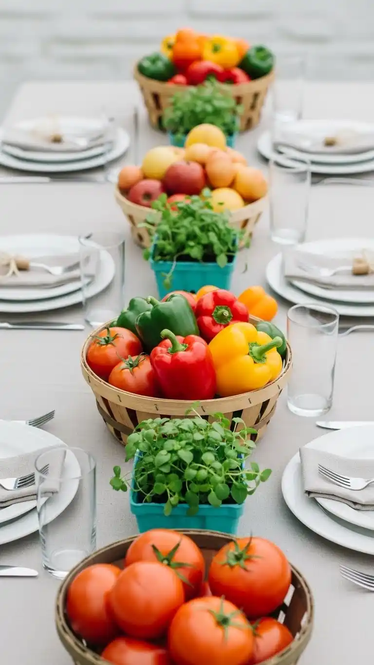 Simple & Chic Summer Dinner Party Table Settings 18 14. Farm-to-Table Inspired Setting with Fresh Produce