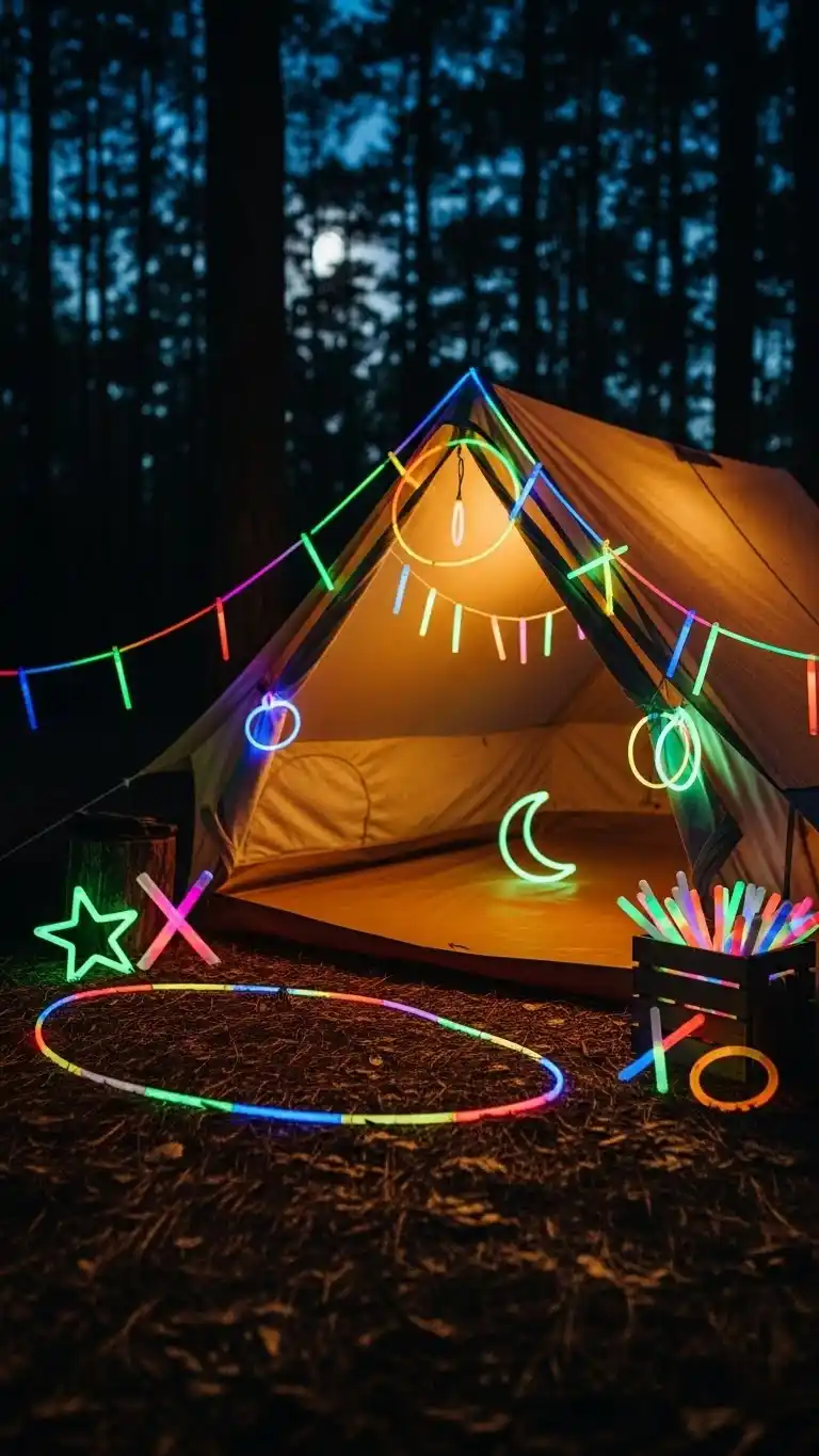 Camping Themed Birthday Party Ideas for Outdoor Fun 18 14. Glow-Stick Night Adventure Game