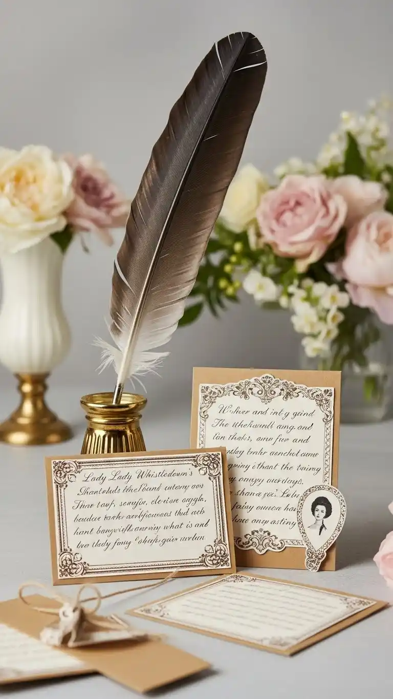 Bridgerton Party Theme Ideas for a Regal Celebration 18 14. Lady Whistledown’s Mystery Party