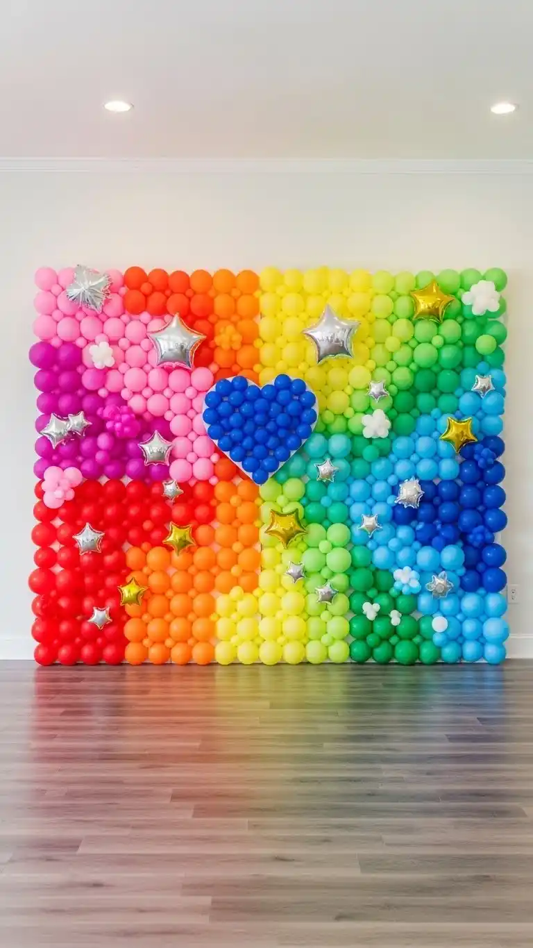 Simple Balloon Decorations for a Chic Celebration 19 15. Balloon Wall Mosaic