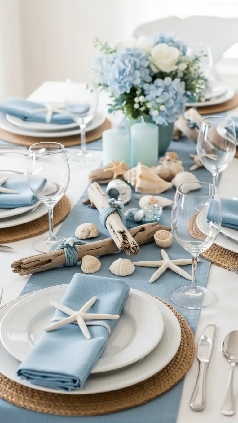 17 Christmas Table Settings for a Warm & Festive Look 19 15. Coastal Christmas Table Settings with Seaside Inspirations