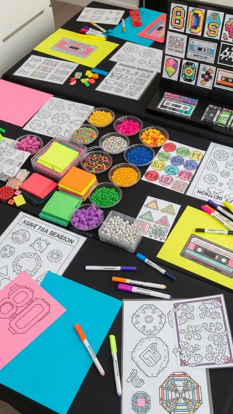 21 Stylish & Fun 80s Birthday Party Ideas to Try 19 15. DIY 80s Craft Activity Station