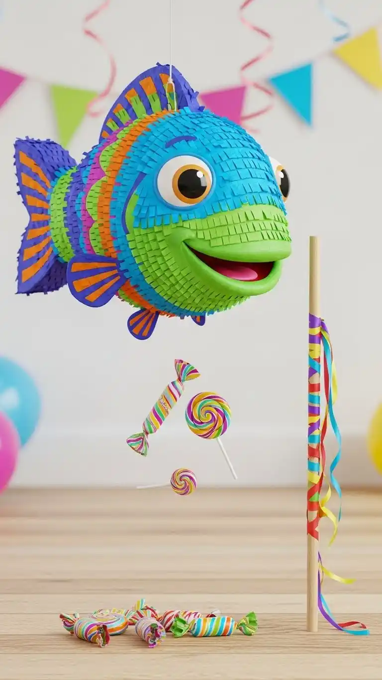 Fishing Birthday Party Ideas for Outdoor Fun 19 15. Fish Shaped Piñata Activity