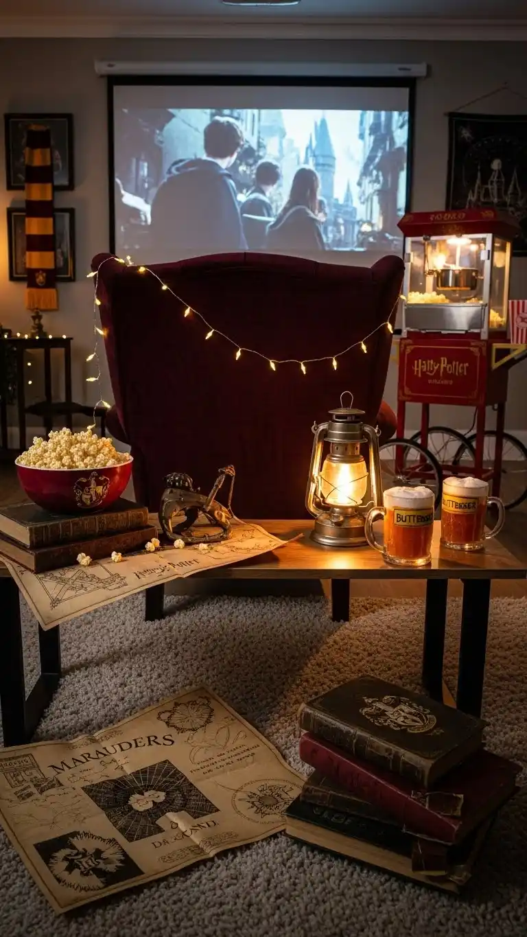 17 Harry Potter Birthday Party Ideas for Adults That Wow 19 15. Host a Cozy Harry Potter Movie Screening Zone