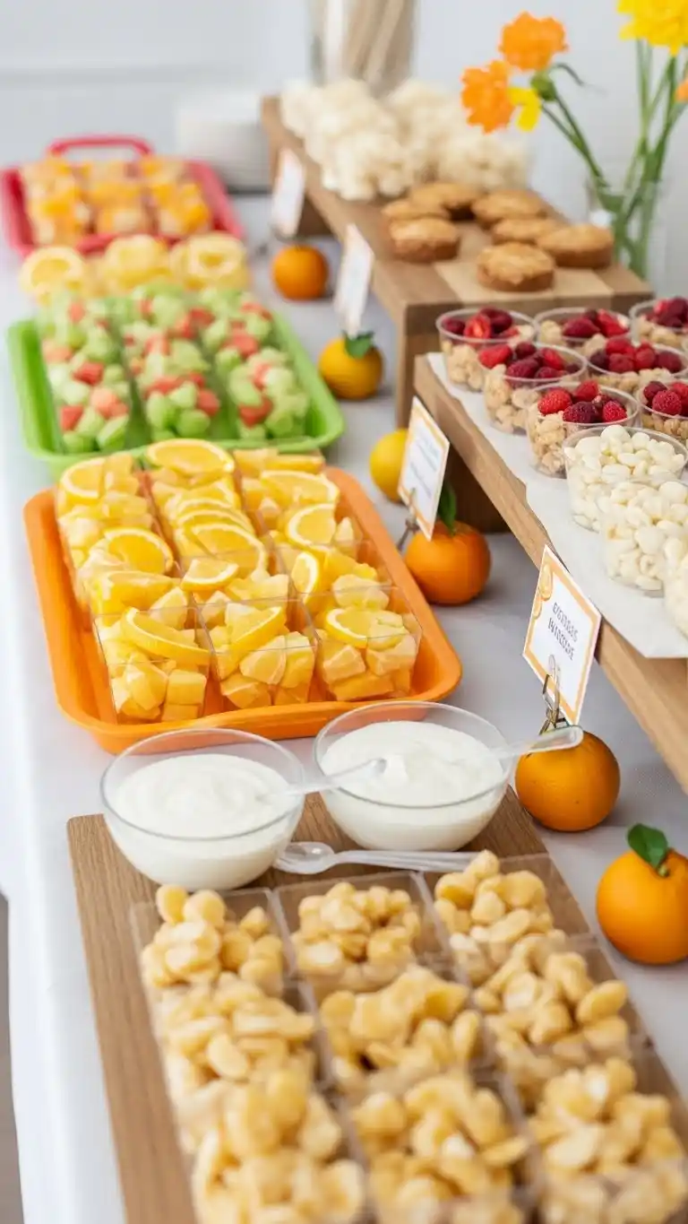 17 Fresh & Fun Citrus Themed Party Inspirations 19 15. Refreshing Citrus Snack Bar with Healthy Options