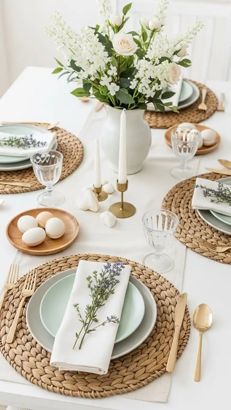 Mothers Day Table Settings Ideas You’ll Love 19 15. Woven Placemats for a Natural Textured Foundation