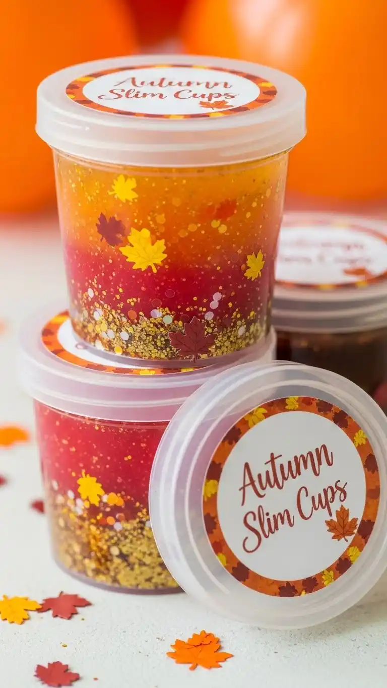 Fall Party Favors for Kids They’ll Absolutely Love 20 16. Autumn Slime Cups