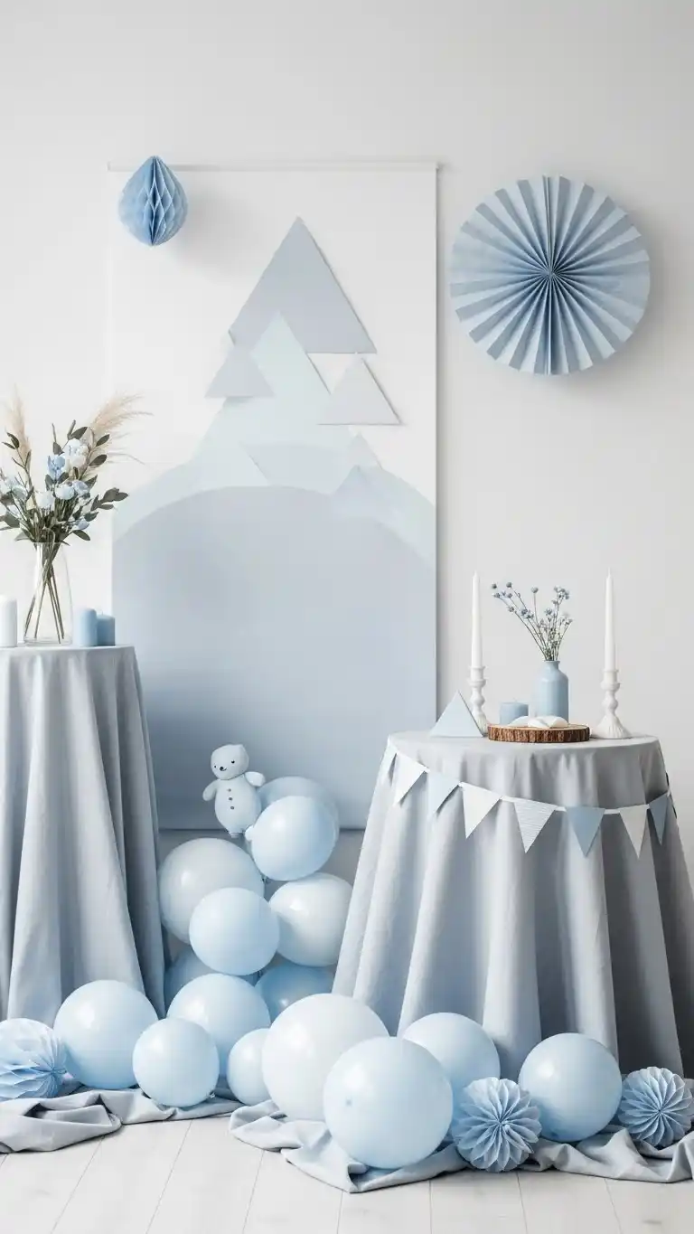 Blue Baby Shower Ideas: 23 Sweet & Stylish Looks 20 16. Blue Minimalist Scandinavian Theme