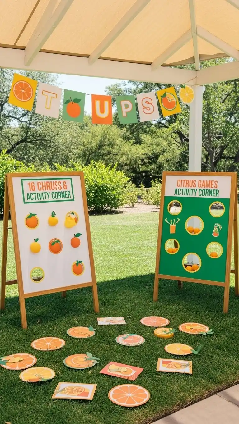 17 Fresh & Fun Citrus Themed Party Inspirations 20 16. Citrus-Inspired Games and Activity Corner