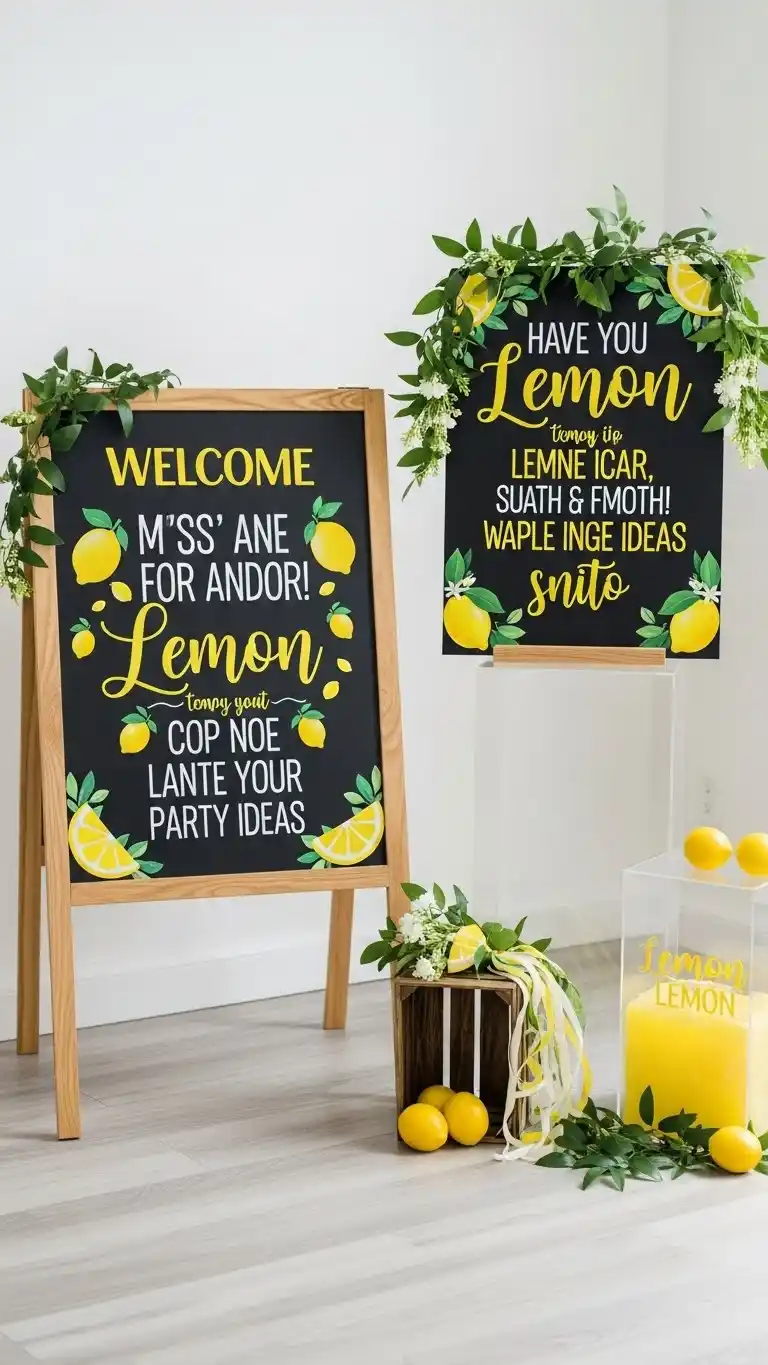 Lemon Themed Party Ideas for a Bright Celebration 20 16. Lemon-Themed Welcome Sign