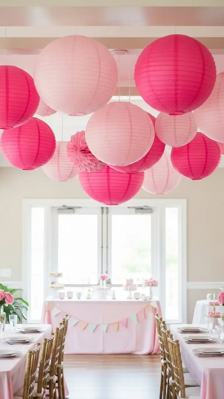 Pink Baby Shower: 25 Stylish Party Inspirations 20 16. Pink Paper Lantern Ceiling Décor