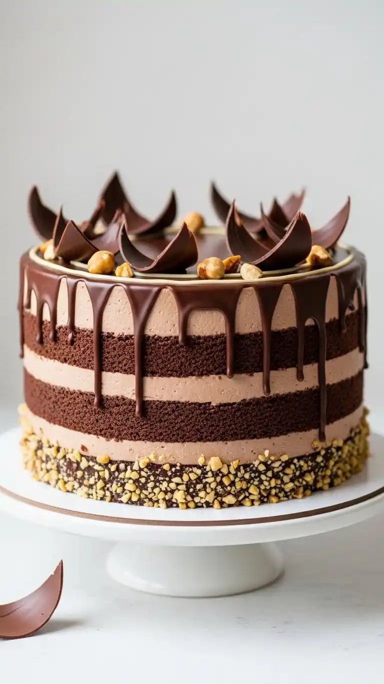 21st Birthday Party Cakes: 25 Fun & Stylish Ideas 21 17. Chocolate-Hazelnut Cake with Smooth Silky Layers