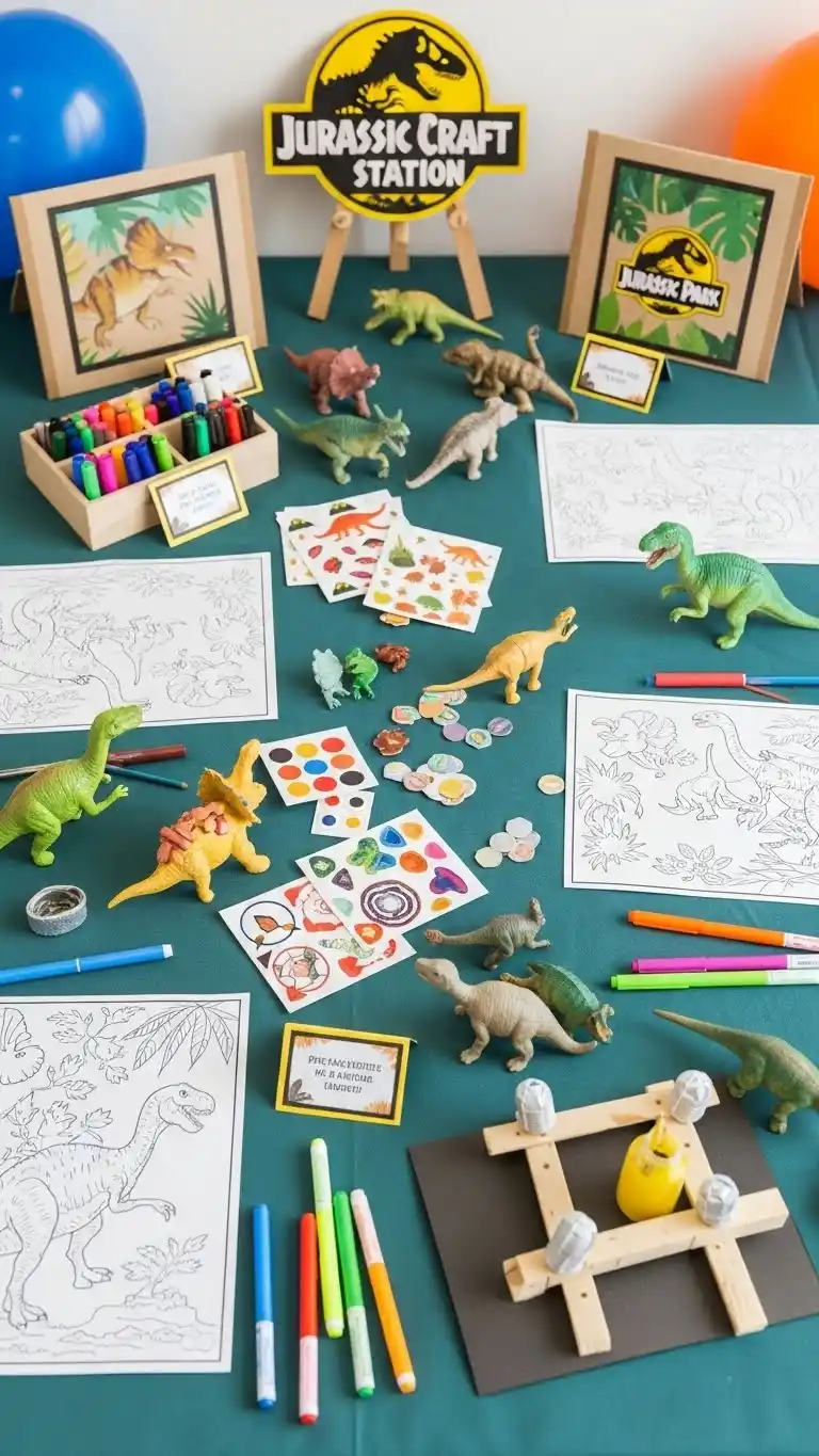 Jurassic Park Party: 21 Fun Ideas to Bring Dinosaurs to Life 21 17. Jurassic Craft Station