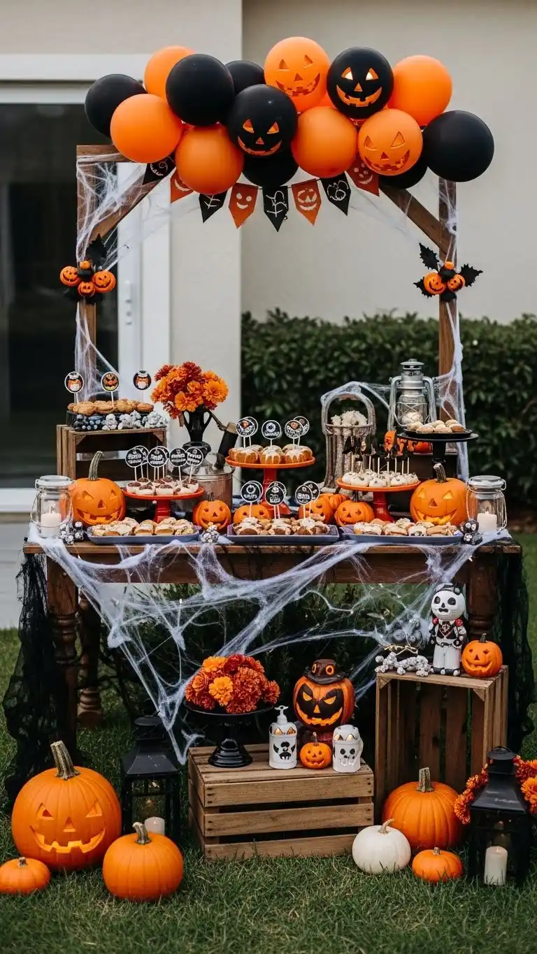 Outdoor Halloween Party Decor: 25 Spooky & Stylish Ideas 21 17. Themed Outdoor Table Display