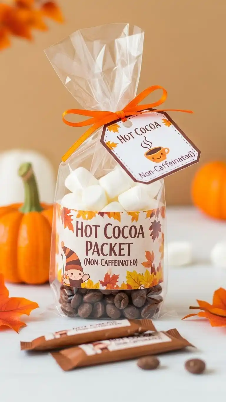 Fall Party Favors for Kids They’ll Absolutely Love 22 18. Hot Cocoa Packet Treat Bags (Non-Caffeinated)