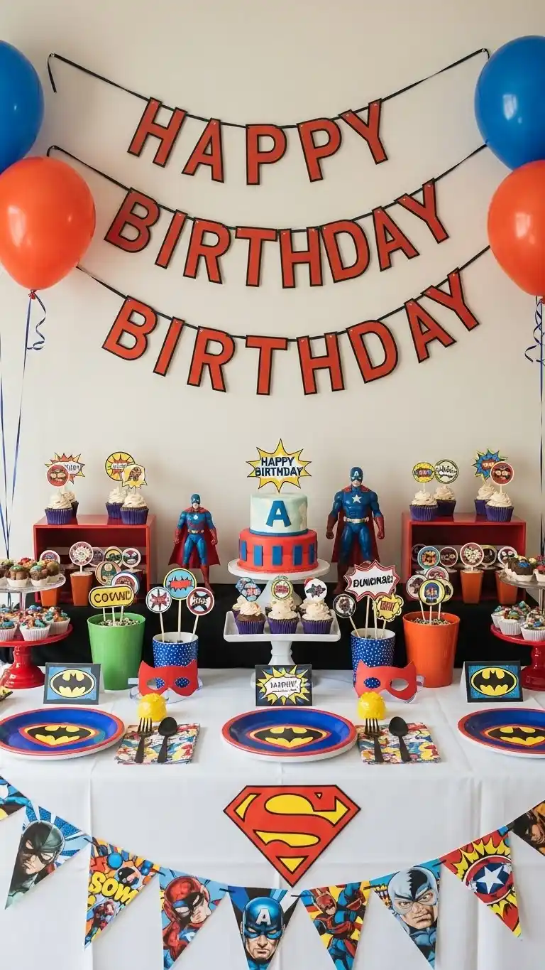 Birthday Table Ideas for a Memorable Celebration 22 18. Superhero Birthday Table