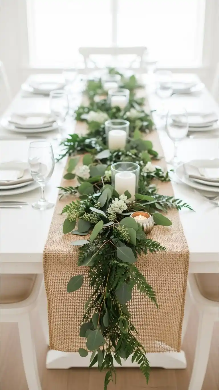 23 Simple Baby Shower Ideas for a Memorable Day 23 19. Easy-to-Assemble Table Runner with Greenery