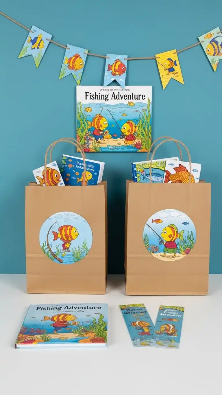 Fishing Birthday Party Ideas for Outdoor Fun 23 19. Fishing Adventure Storybook Party Bags