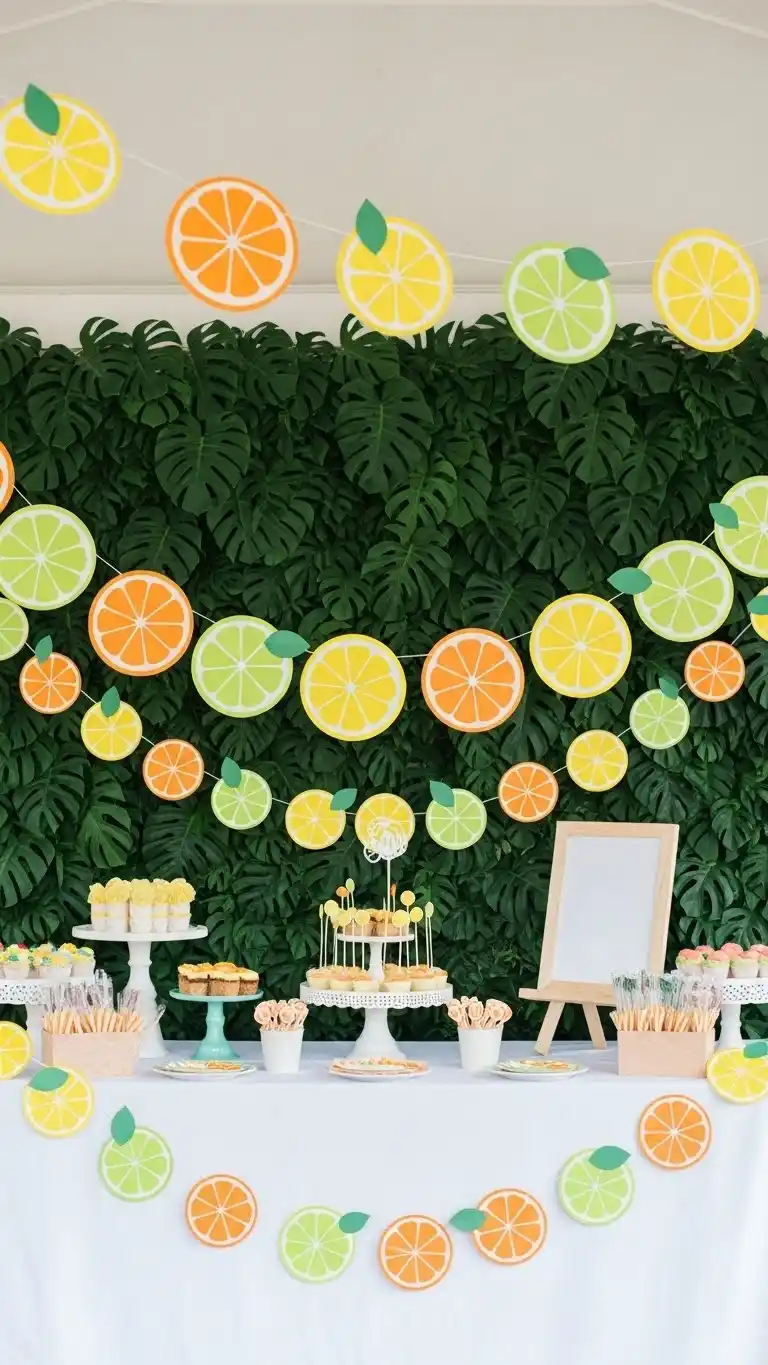 17 Fresh & Fun Citrus Themed Party Inspirations 6 2. Citrus Slice Banner and Garland Décor