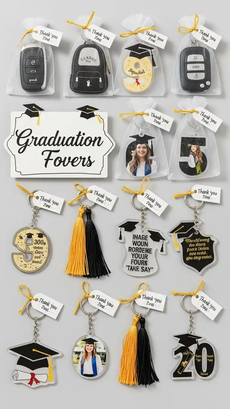 25 Graduation Party Favors for Guests Ideas That Wow Everyone 6 2. Graduation Keychains