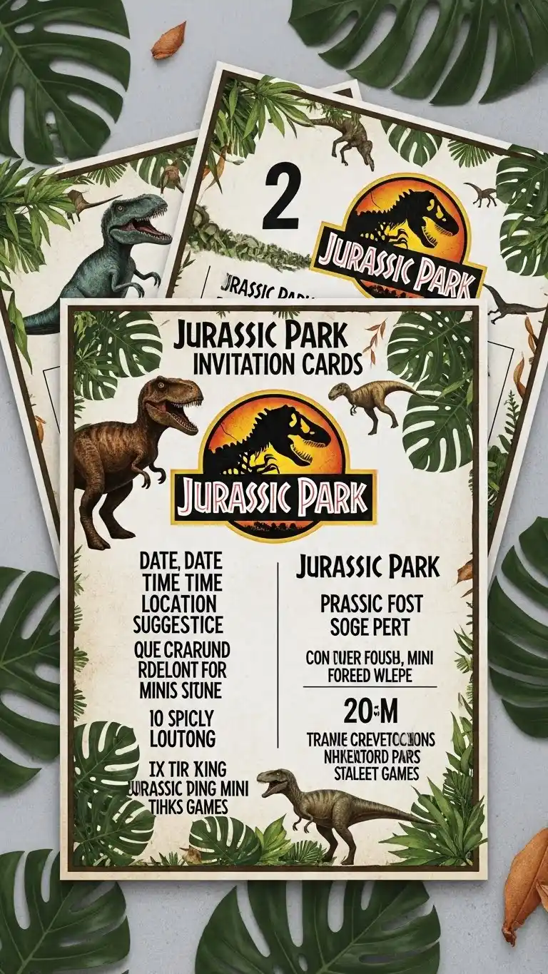 Jurassic Park Party: 21 Fun Ideas to Bring Dinosaurs to Life 6 2. Jurassic Park Invitation Cards