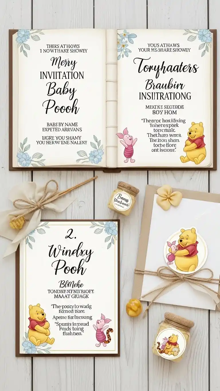 19 Winnie the Pooh Baby Shower Ideas for a Magical Day 6 2. Storybook-Themed Invitations