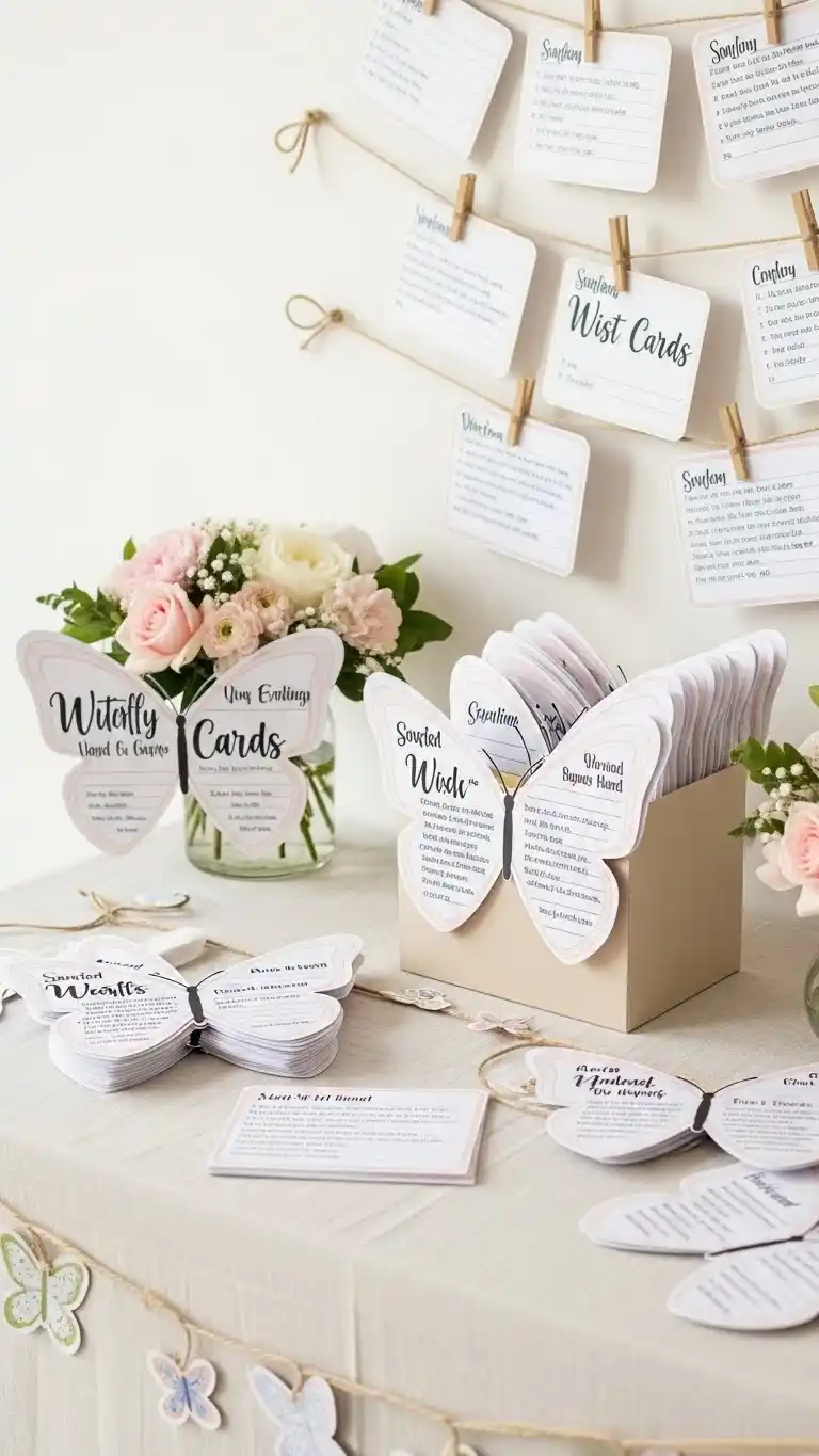 Butterfly Baby Shower Ideas: 21 Sweet & Stylish Looks 25 21. Butterfly Wish Cards for Mom-to-Be