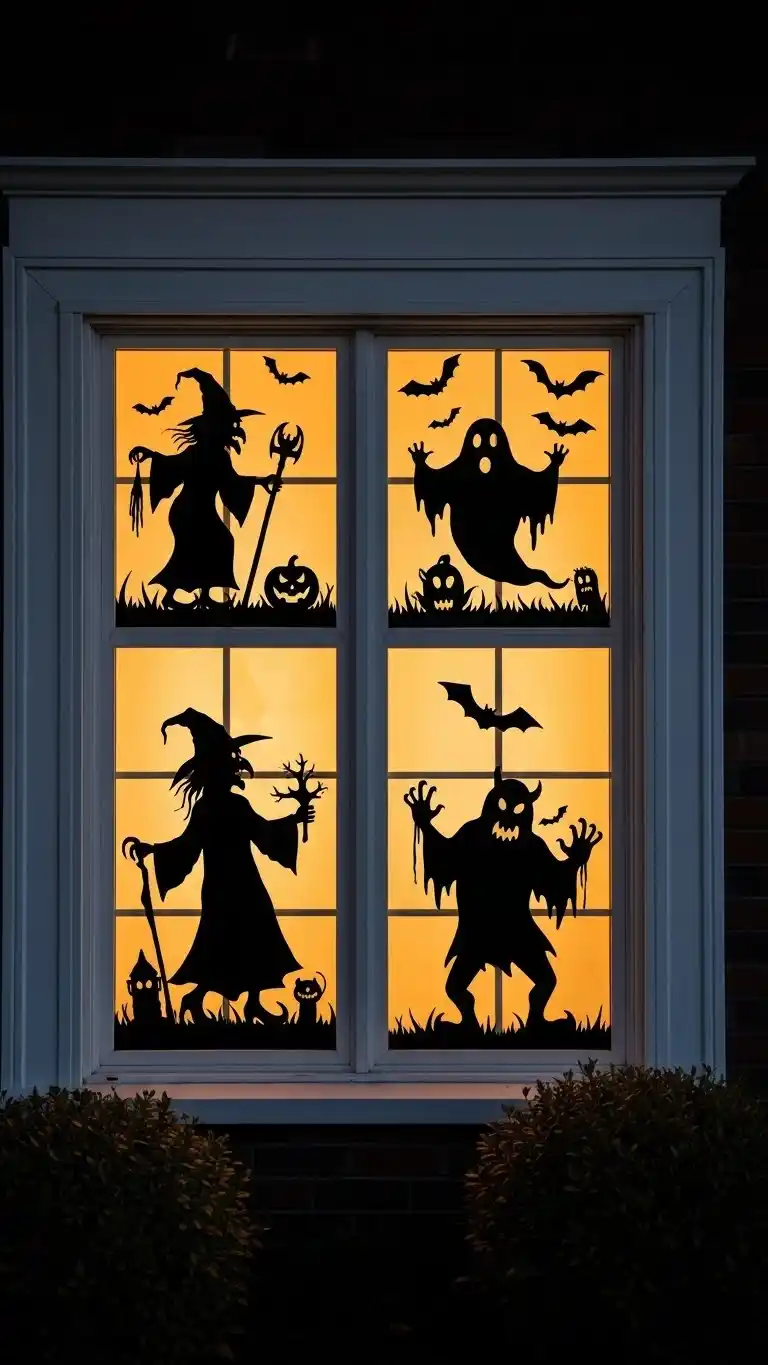 Outdoor Halloween Party Decor: 25 Spooky & Stylish Ideas 25 21. Creepy Window Silhouette Illusions