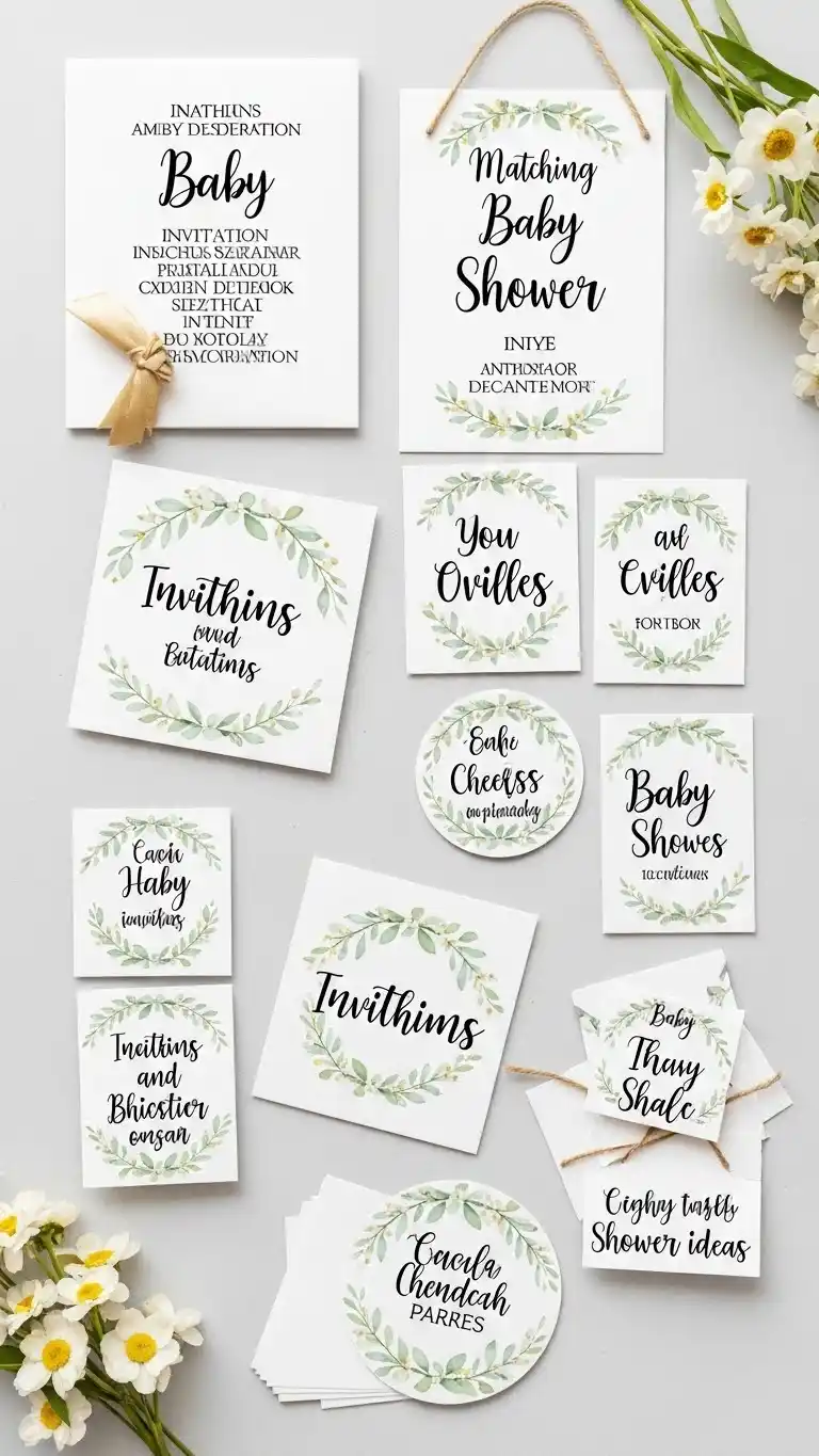 23 Simple Baby Shower Ideas for a Memorable Day 25 21. Matching Invitations and Printable Décor