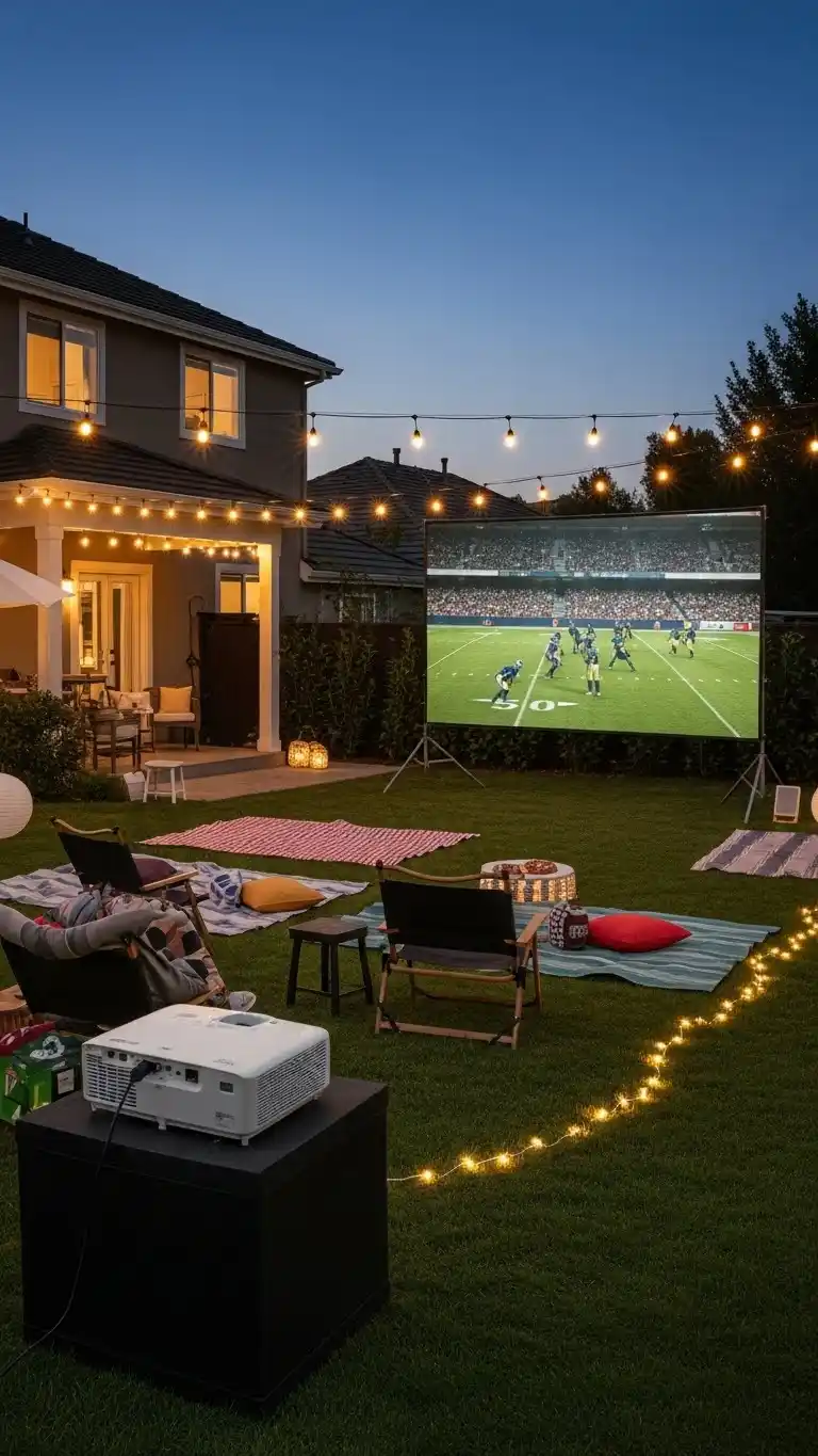 Score Big with These 23 Football Party Ideas 25 21. Outdoor Projector Viewing Experience