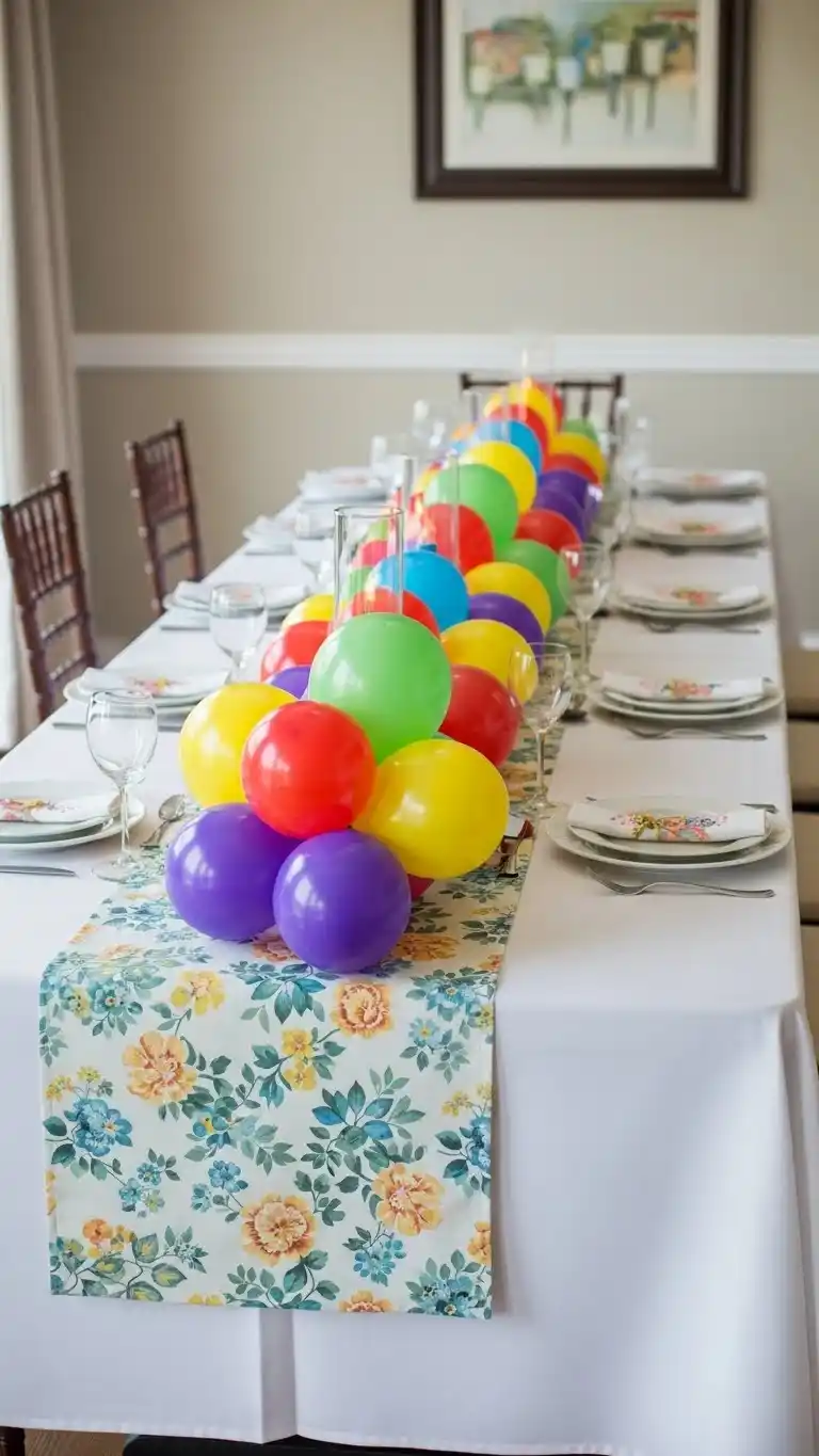 Simple Balloon Decorations for a Chic Celebration 26 22. Balloon Table Runner
