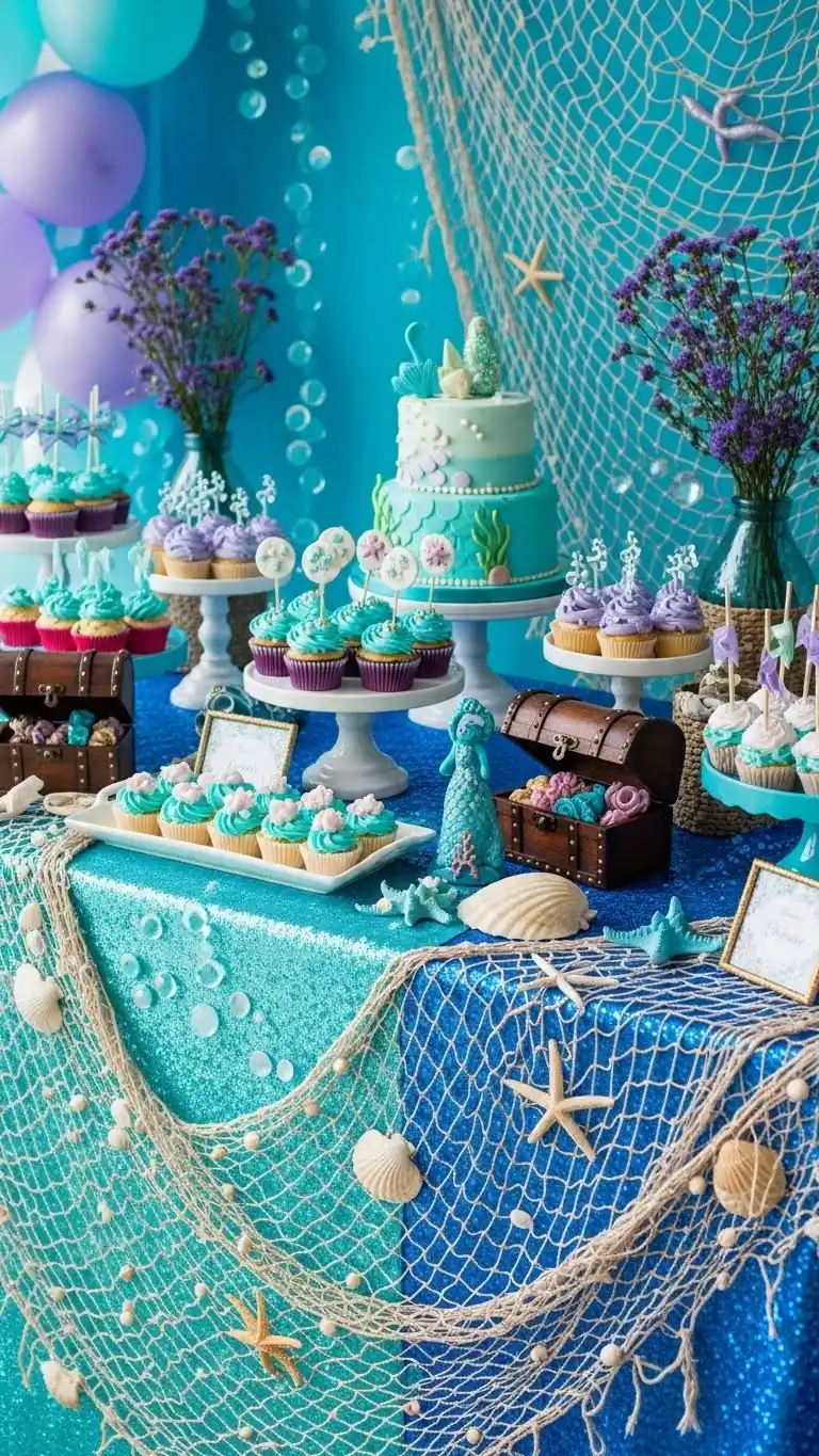 Birthday Table Ideas for a Memorable Celebration 27 23. Mermaid Under-the-Sea Table