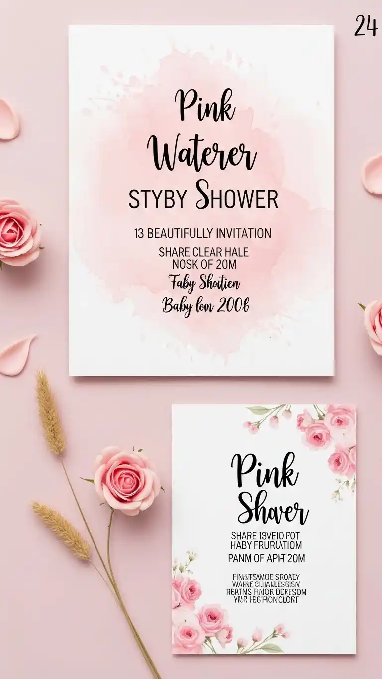 Pink Baby Shower: 25 Stylish Party Inspirations 28 24. Pink Watercolor Styled Invitations
