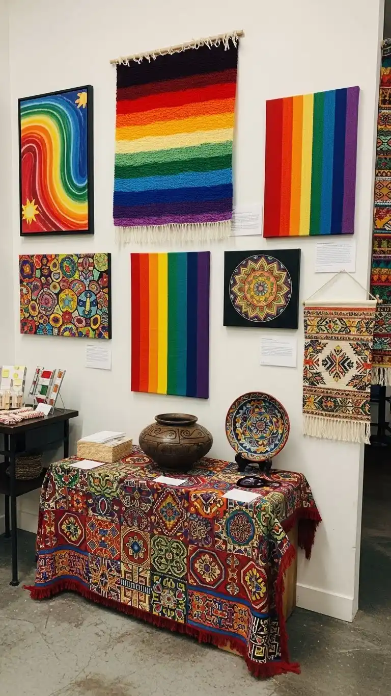 Vibrant & Chic Rainbow Party Ideas for Adults 28 24. Rainbow Cultural Art Display