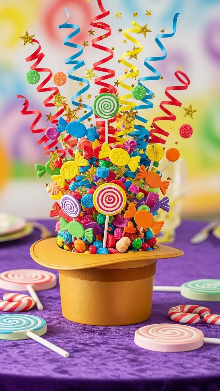 Fun & Colorful Willy Wonka Birthday Party Ideas 29 25. Colorful Candy Confetti Finale