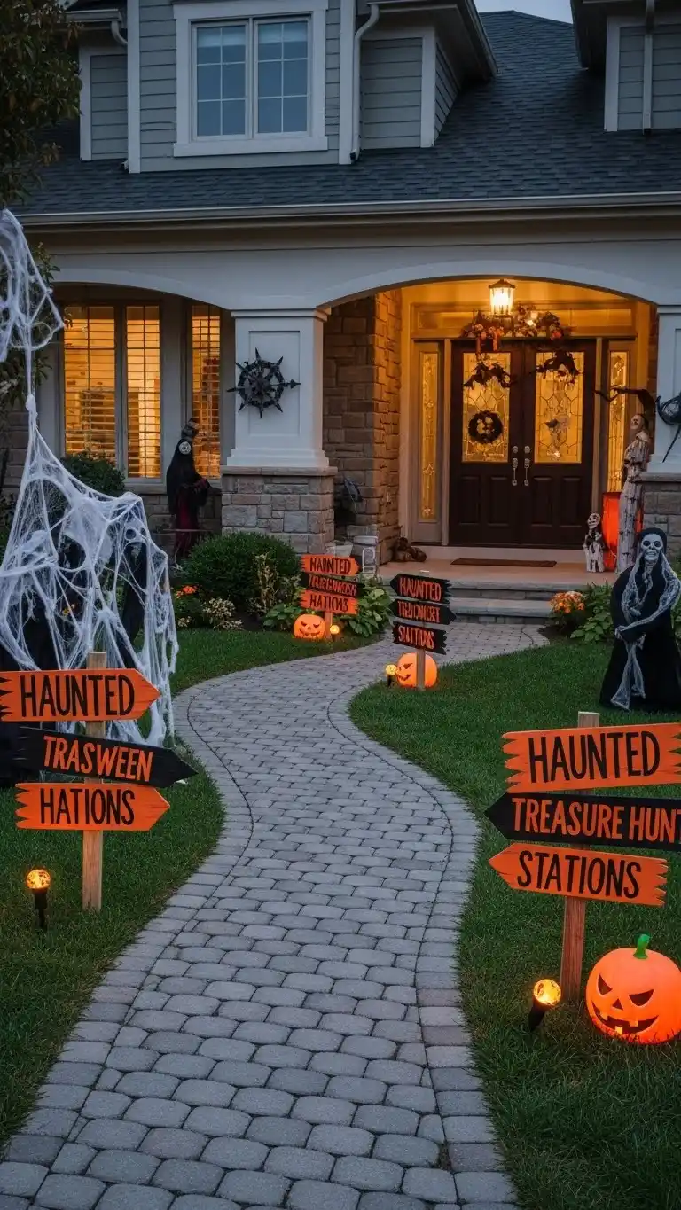 Outdoor Halloween Party Decor: 25 Spooky & Stylish Ideas 29 25. Haunted Treasure Hunt Stations