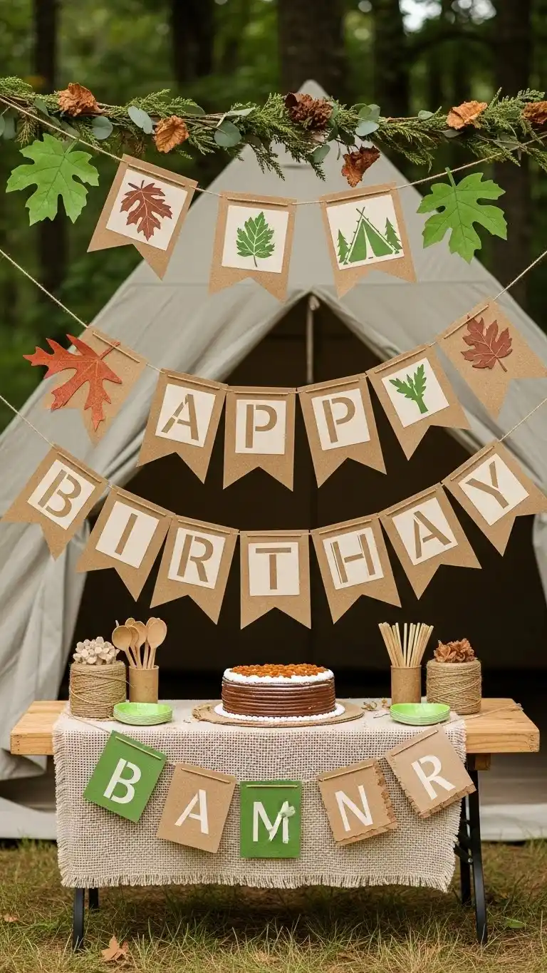 Camping Themed Birthday Party Ideas for Outdoor Fun 30 26. Nature-Inspired Party Banner