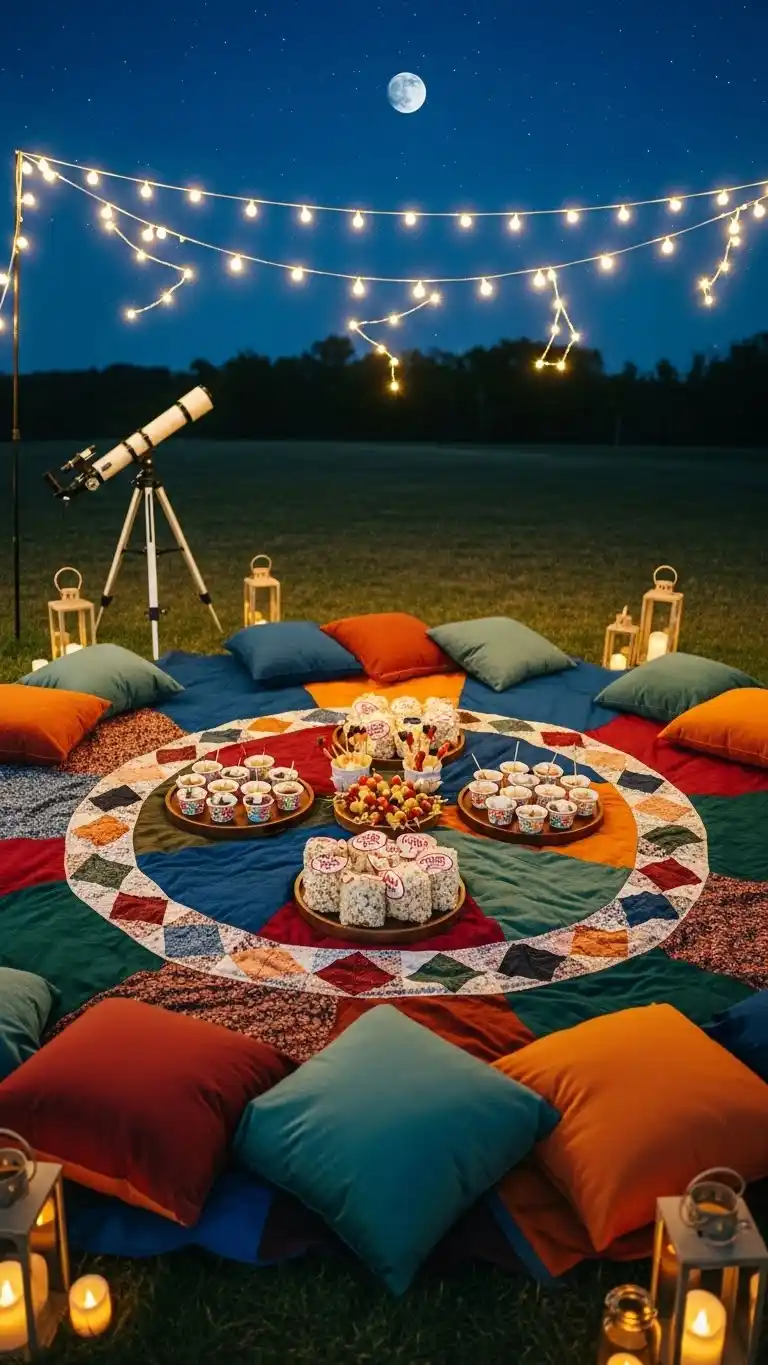 Camping Themed Birthday Party Ideas for Outdoor Fun 31 27. Stargazing Blanket Circle
