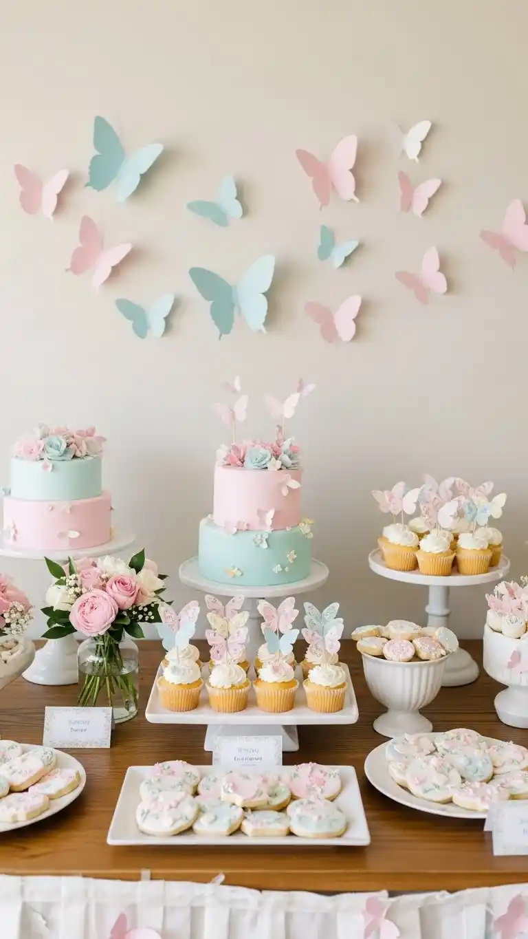 Butterfly Baby Shower Ideas: 21 Sweet & Stylish Looks 7 3. Butterfly-Themed Dessert Table