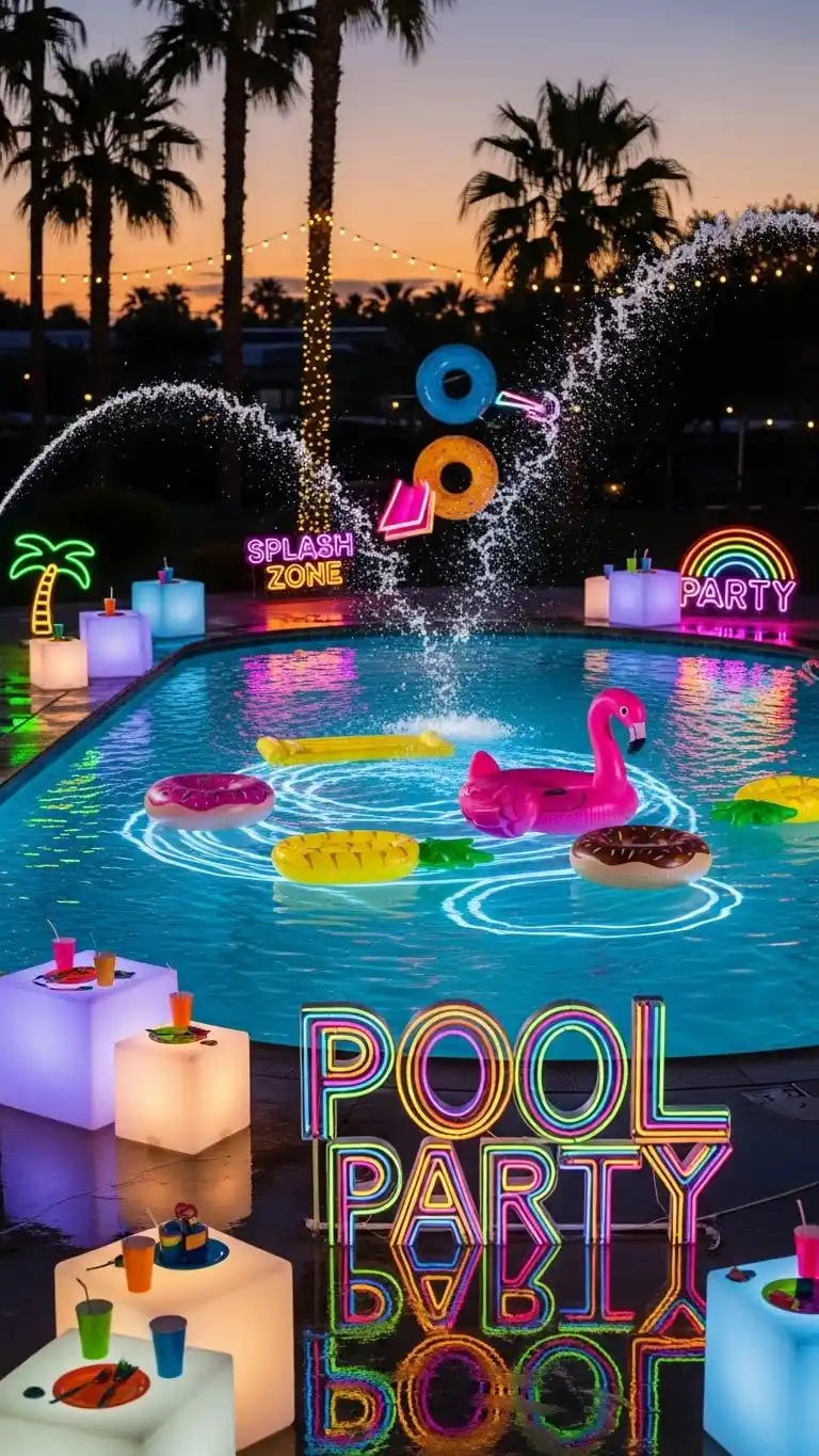 Summer Pool Party Ideas: 19 Fun Ways to Splash 7 3. Color-Splash Neon Glow Party