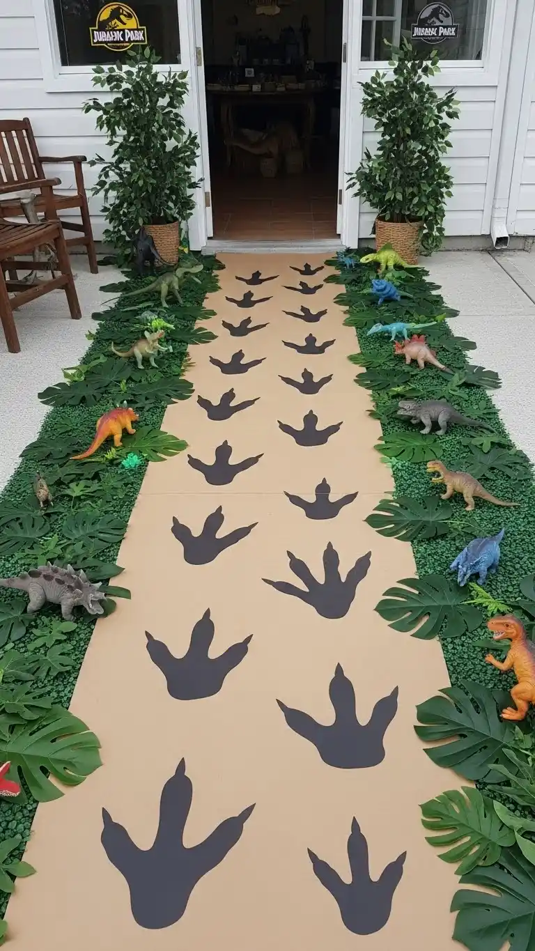 Jurassic Park Party: 21 Fun Ideas to Bring Dinosaurs to Life 7 3. Dino Footprint Pathway